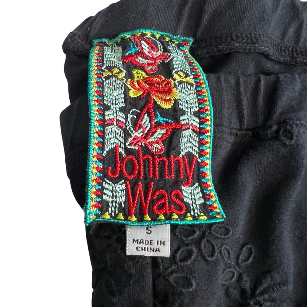 Johnny Was Black Embroidered Leggings